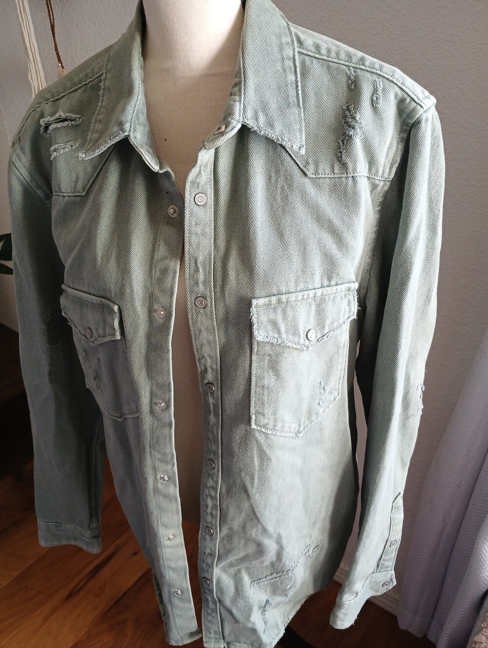 Zara Sage Green Relaxed-Fit Shirt Jacket